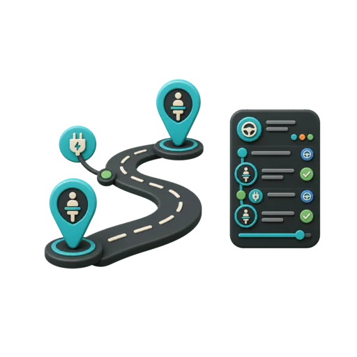 RestMap Journey IQ route with restroom stops along a drive